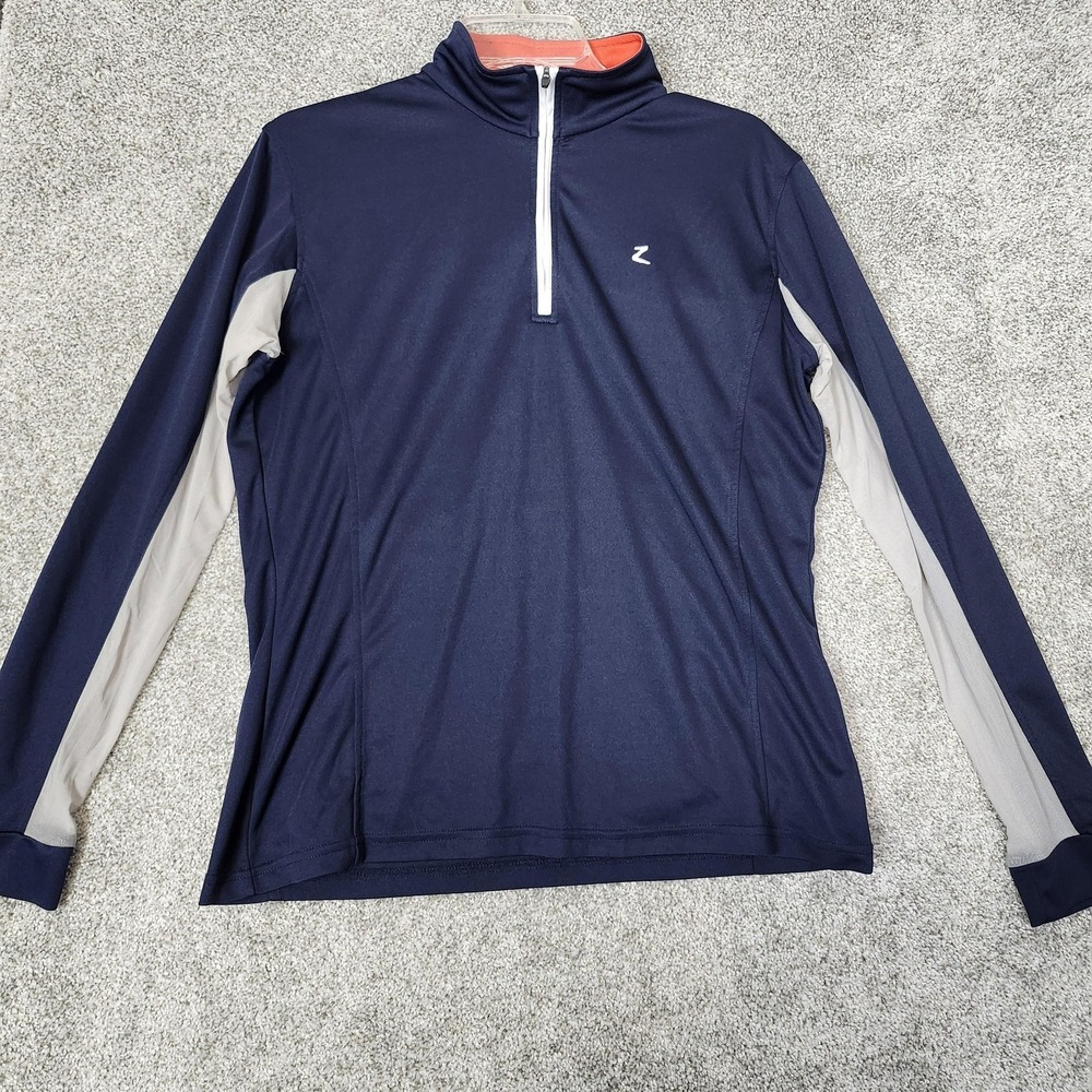 Horze Pullover Womens 8 Navy Gray Quarter Zip Long Sleeve Equestrian Top Riding